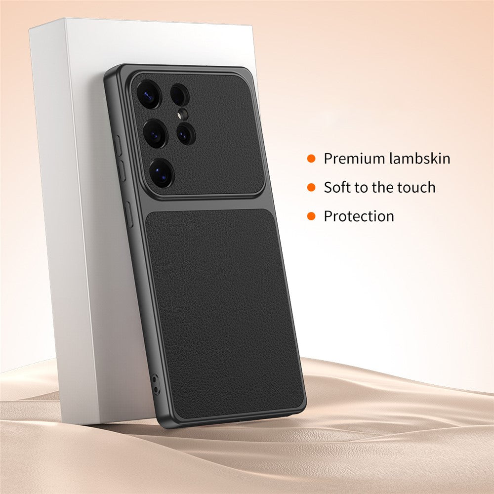 For Samsung Galaxy S26 Ultra Phone Case Lambskin Texture PC TPU PU Leather Shockproof Protective Cover