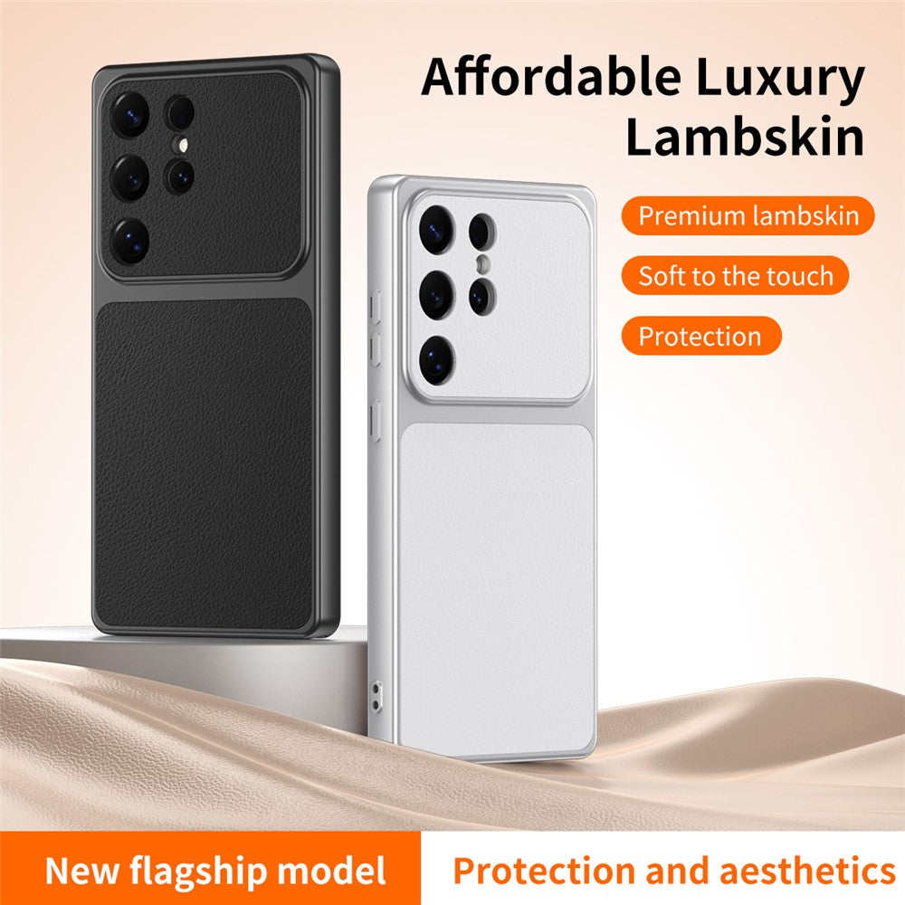 Samsung Galaxy S26 Ultra mobilskal Lammskinnstextur PC TPU PU-läder Stötsäkert Skyddsfodral