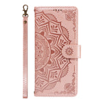 For Samsung Galaxy S26 Ultra Wallet Case Embossed Mandala Pattern PU Leather + TPU Cover with Wrist Strap