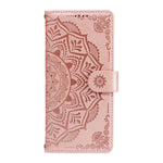 For Samsung Galaxy S26 Ultra Wallet Case Embossed Mandala Pattern PU Leather + TPU Cover with Wrist Strap