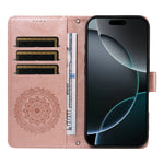For Samsung Galaxy S26 Ultra Wallet Case Embossed Mandala Pattern PU Leather + TPU Cover with Wrist Strap