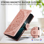 For Samsung Galaxy S26 Ultra Wallet Case Embossed Mandala Pattern PU Leather + TPU Cover with Wrist Strap