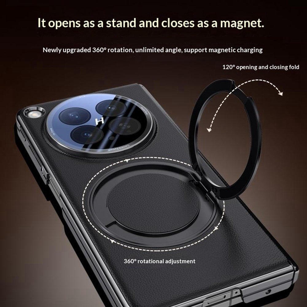 For Oppo Find N6 5G Magnetic Case with Tempered Glass Lens Protector 360° Rotating Ring Kickstand Protective Cover