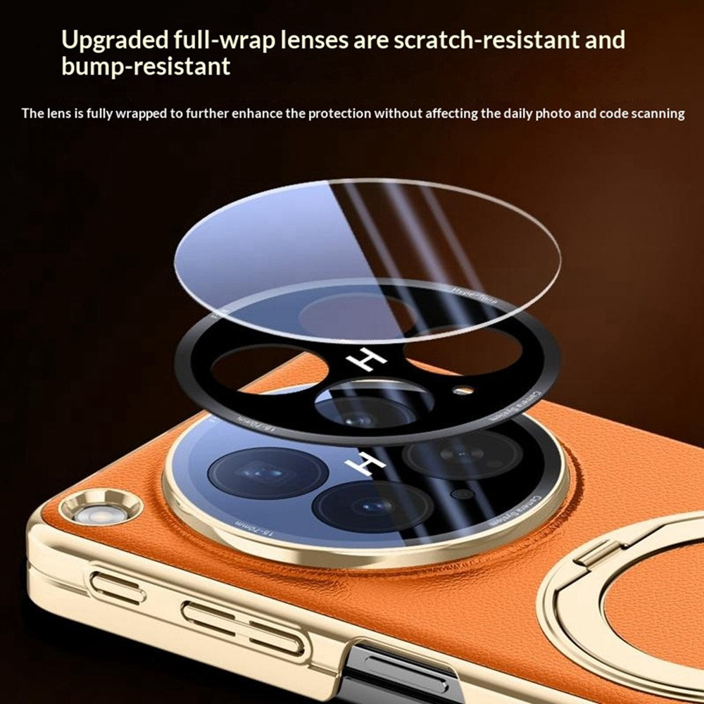 For Oppo Find N6 5G Magnetic Case with Tempered Glass Lens Protector 360° Rotating Ring Kickstand Protective Cover