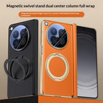 For Oppo Find N6 5G Magnetic Case with Tempered Glass Lens Protector 360° Rotating Ring Kickstand Protective Cover