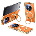 For Oppo Find N6 5G Magnetic Case with Tempered Glass Lens Protector 360° Rotating Ring Kickstand Protective Cover