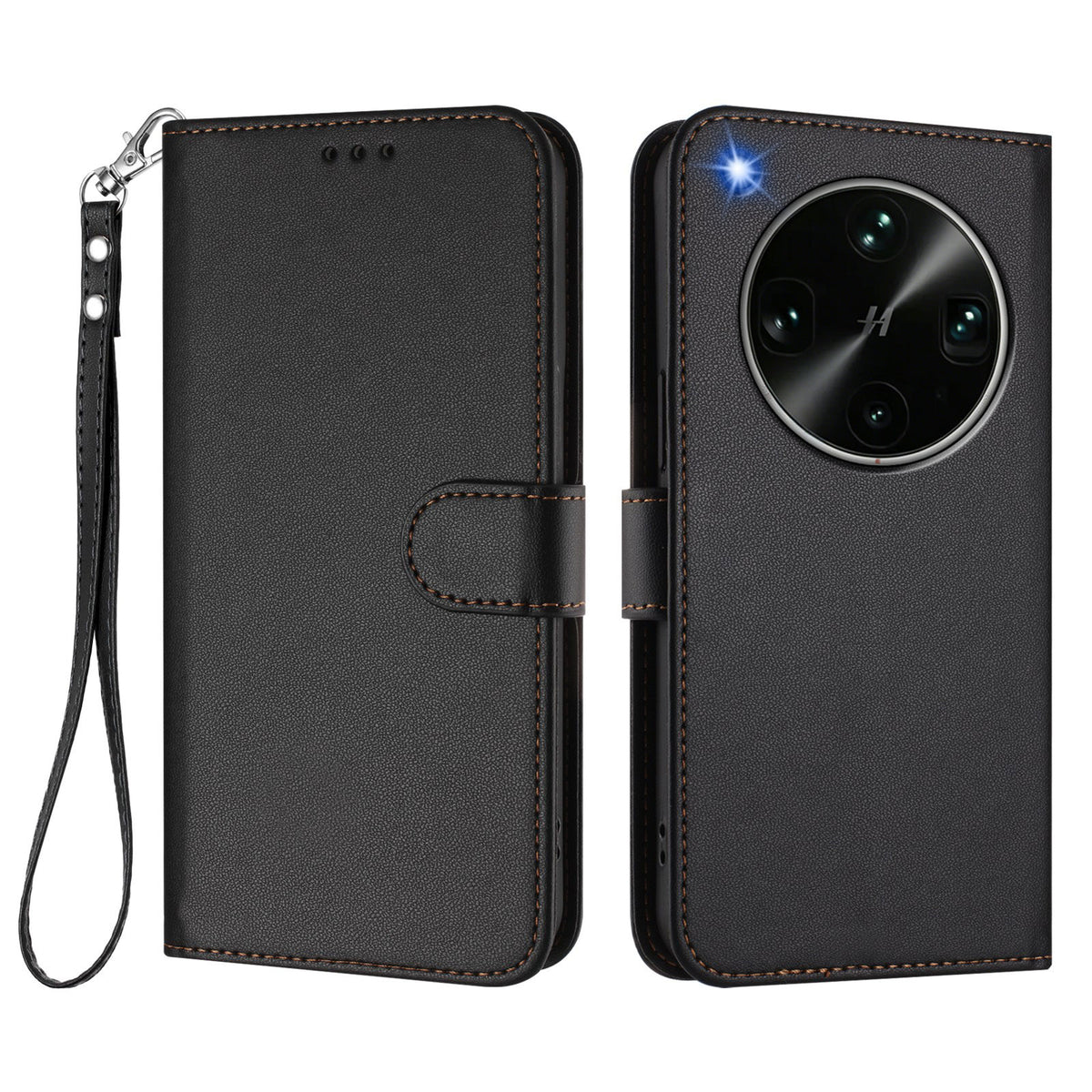 For Oppo Find X9 Ultra 5G Leather Case Wallet Stand Phone Cover with Wrist Strap