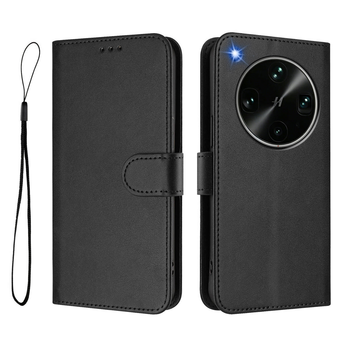 For Oppo Find X9 Ultra 5G Pung Etui RFID Blokerende Kalveskinds Tekstur Læder Stativ Telefon Cover med Rem