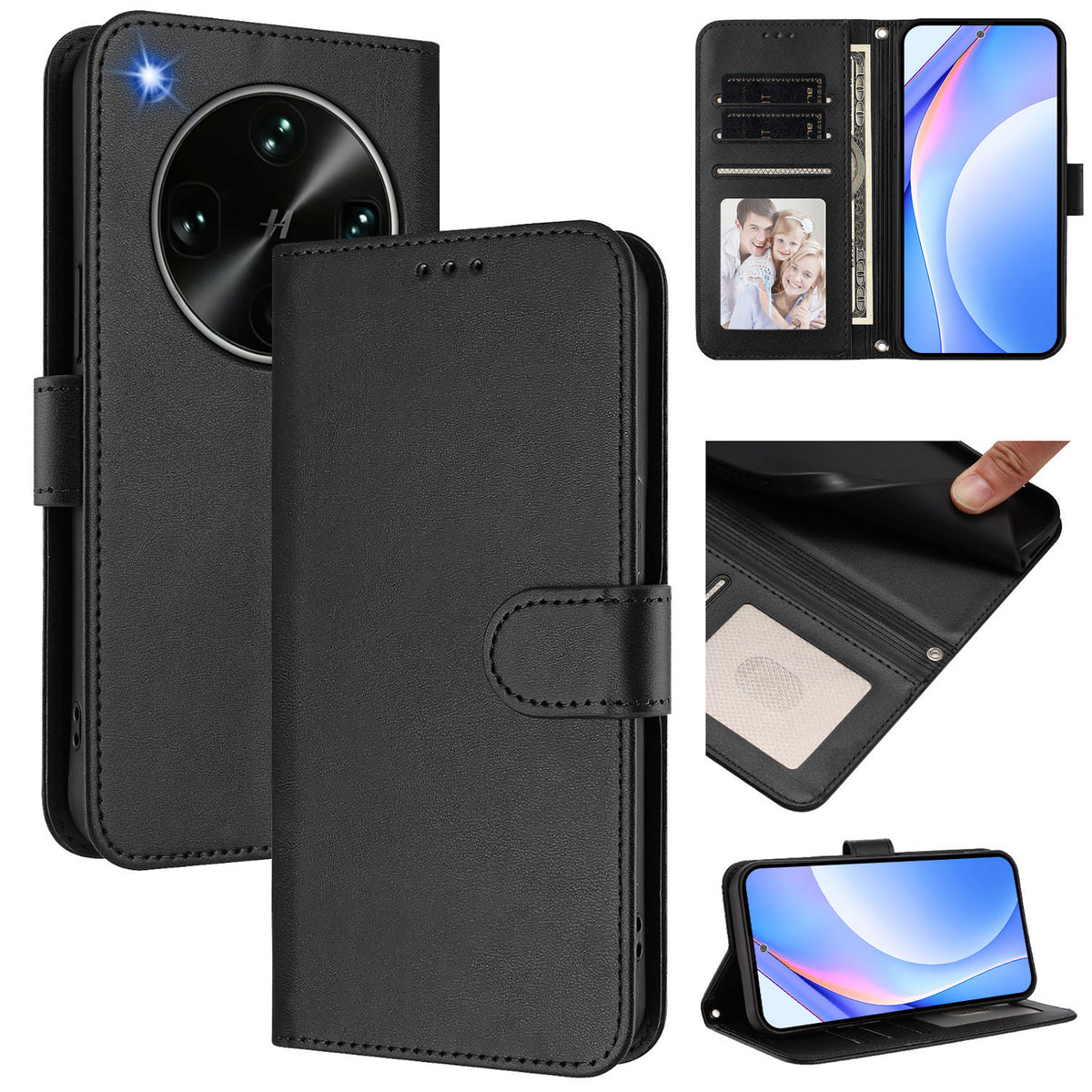 For Oppo Find X9 Ultra 5G Pung Etui RFID Blokerende Kalveskinds Tekstur Læder Stativ Telefon Cover med Rem