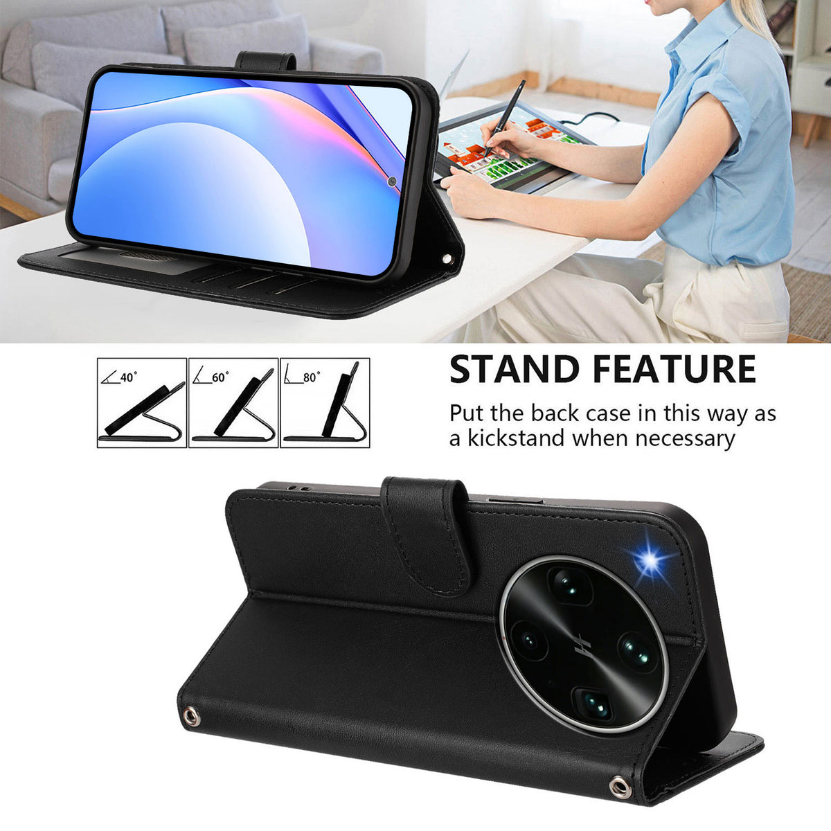 For Oppo Find X9 Ultra 5G Wallet Case RFID Blocking Calf Texture Leather Stand Phone Cover with Strap