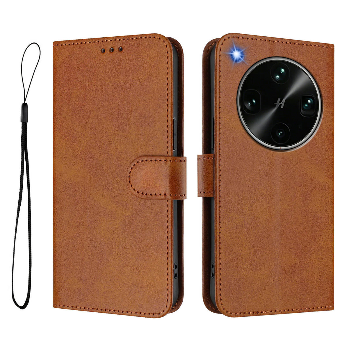 For Oppo Find X9 Ultra 5G Pung Etui RFID Blokerende Kalveskinds Tekstur Læder Stativ Telefon Cover med Rem