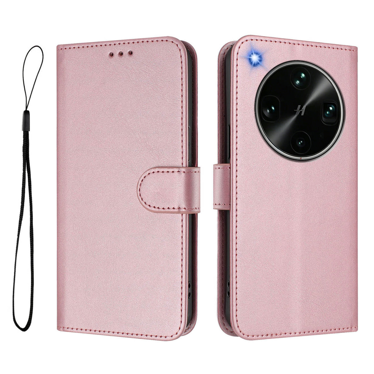 For Oppo Find X9 Ultra 5G Wallet Case RFID Blocking Calf Texture Leather Stand Phone Cover with Strap