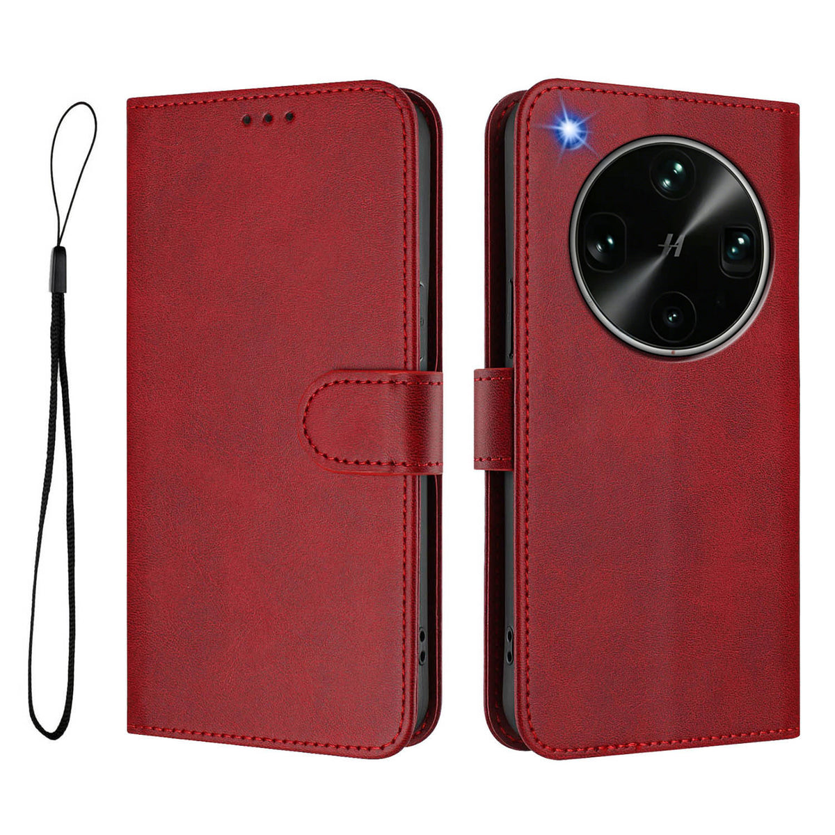 For Oppo Find X9 Ultra 5G Pung Etui RFID Blokerende Kalveskinds Tekstur Læder Stativ Telefon Cover med Rem