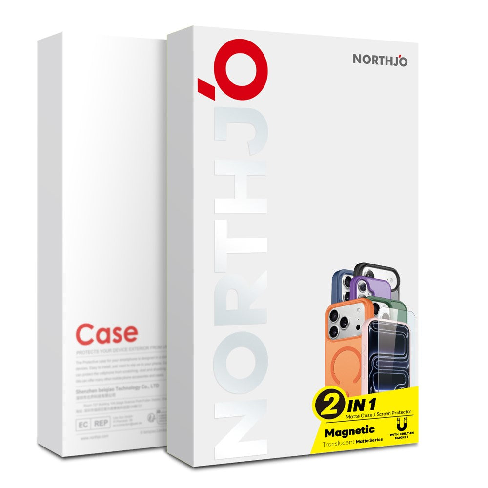 NORTHJO For iPhone 15 Plus Case Compatible with MagSafe Translucent Matte Shockproof Phone Cover with Tempered Glass Film