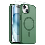 NORTHJO For iPhone 15 Plus Case Compatible with MagSafe Translucent Matte Shockproof Phone Cover with Tempered Glass Film