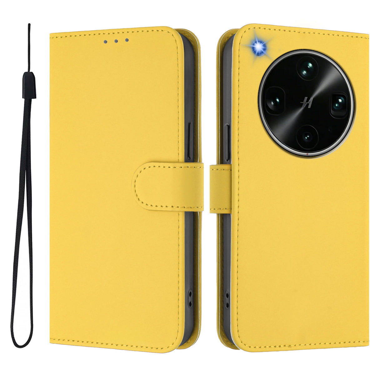 For Oppo Find X9 Ultra 5G Case Solid Color Wallet Leather Phone Cover with Strap
