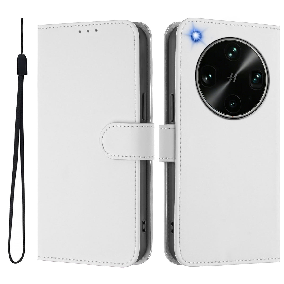 For Oppo Find X9 Ultra 5G Case Solid Color Wallet Leather Phone Cover with Strap