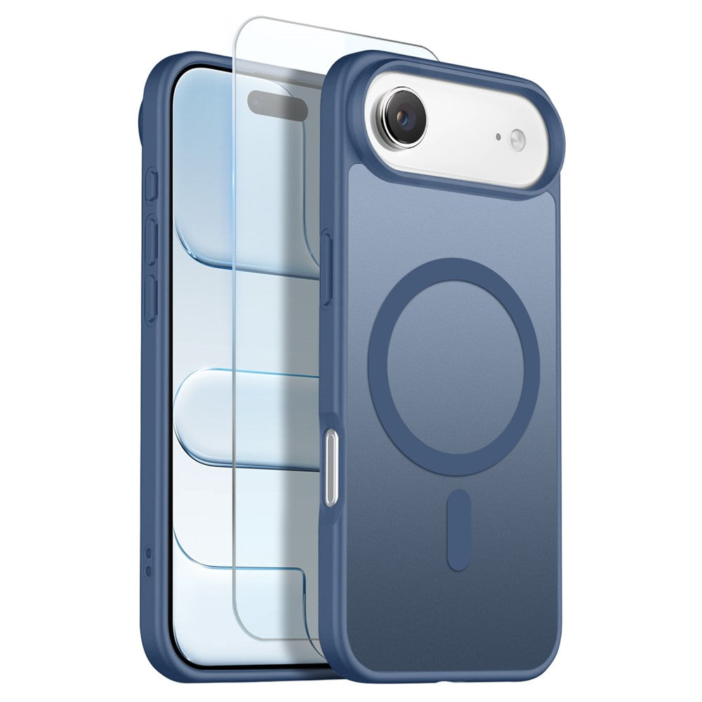 NORTHJO Til iPhone Air-cover, kompatibel med MagSafe gennemsigtigt mat stødsikkert telefoncover med hærdet glasfilm