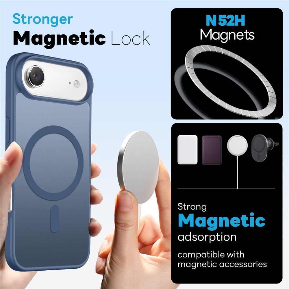NORTHJO Til iPhone Air-cover, kompatibel med MagSafe gennemsigtigt mat stødsikkert telefoncover med hærdet glasfilm