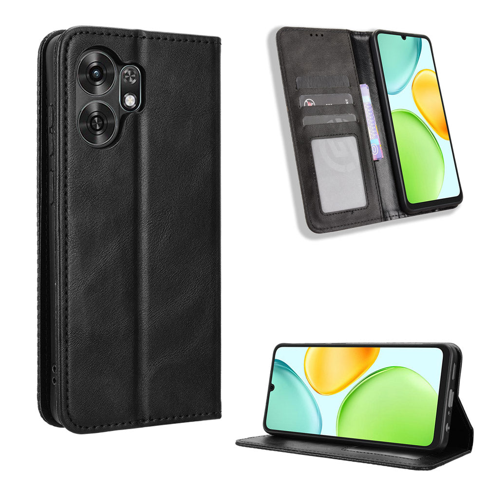 For Honor Play 60A 5G / Honor X6d 5G Leather Case Wallet Stand Retro Texture Phone Cover