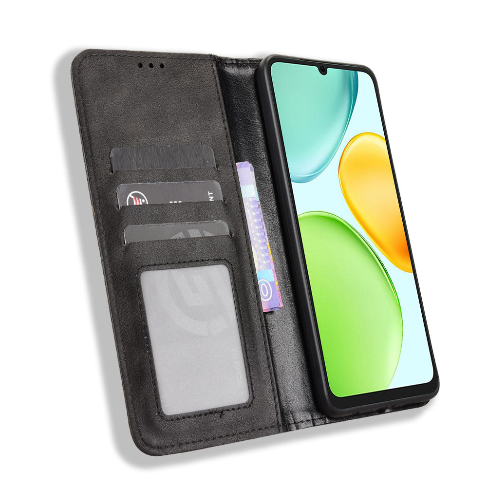 For Honor Play 60A 5G / Honor X6d 5G Leather Case Wallet Stand Retro Texture Phone Cover