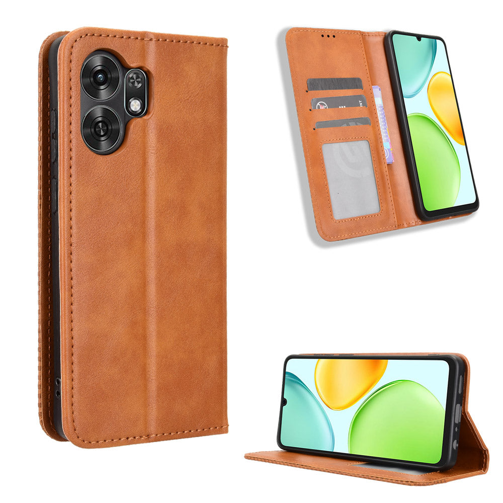 For Honor Play 60A 5G / Honor X6d 5G Leather Case Wallet Stand Retro Texture Phone Cover