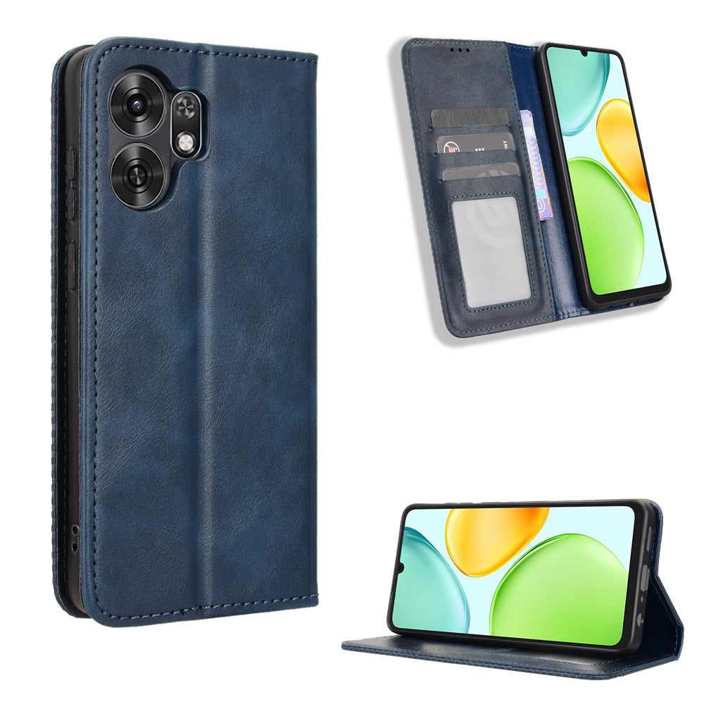 For Honor Play 60A 5G / Honor X6d 5G Leather Case Wallet Stand Retro Texture Phone Cover