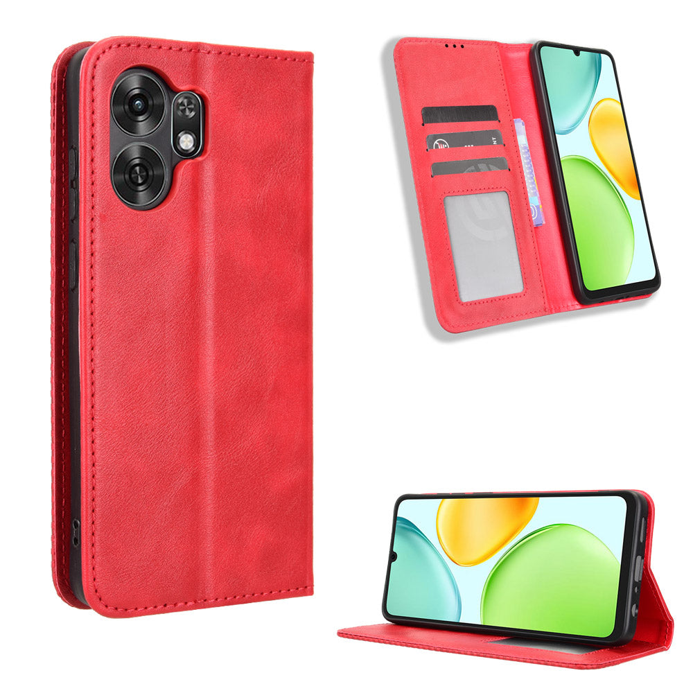 For Honor Play 60A 5G / Honor X6d 5G Leather Case Wallet Stand Retro Texture Phone Cover