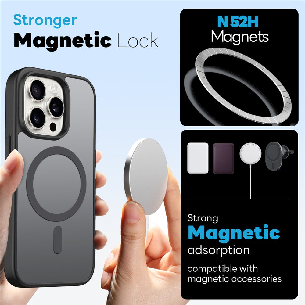NORTHJO For iPhone 14 Pro Max Magnetic Case Translucent Matte Shockproof Phone Cover Set with Front Screen Protector + Lens Film