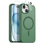 NORTHJO For iPhone 15 Plus Magnetic Case Translucent Matte Shockproof Phone Cover Set with Front Screen Protector + Lens Film