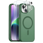 NORTHJO 5 in 1 Set for iPhone 14 Plus Magnetic Case Translucent Matte Shockproof Phone Cover with 2Pcs Front Screen Protector + 2Pcs Lens Film