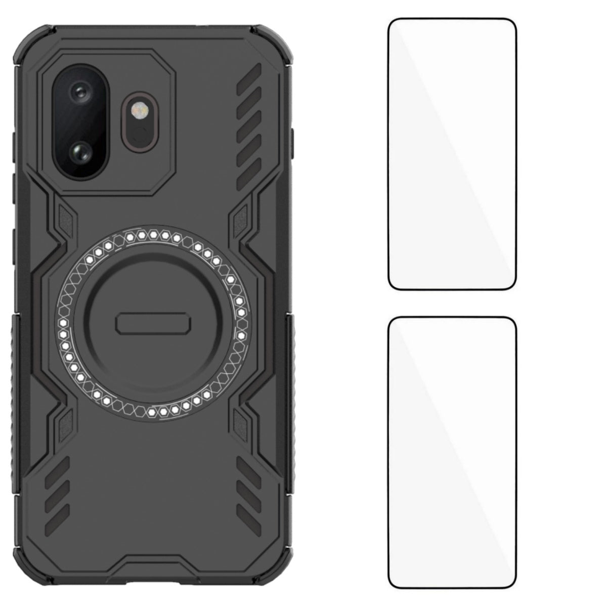 WANLONFENG magnetisk etui til OnePlus 15T 5G i DJ-serien af PC og TPU med 2 hærdede glasbeskyttelsesfilm