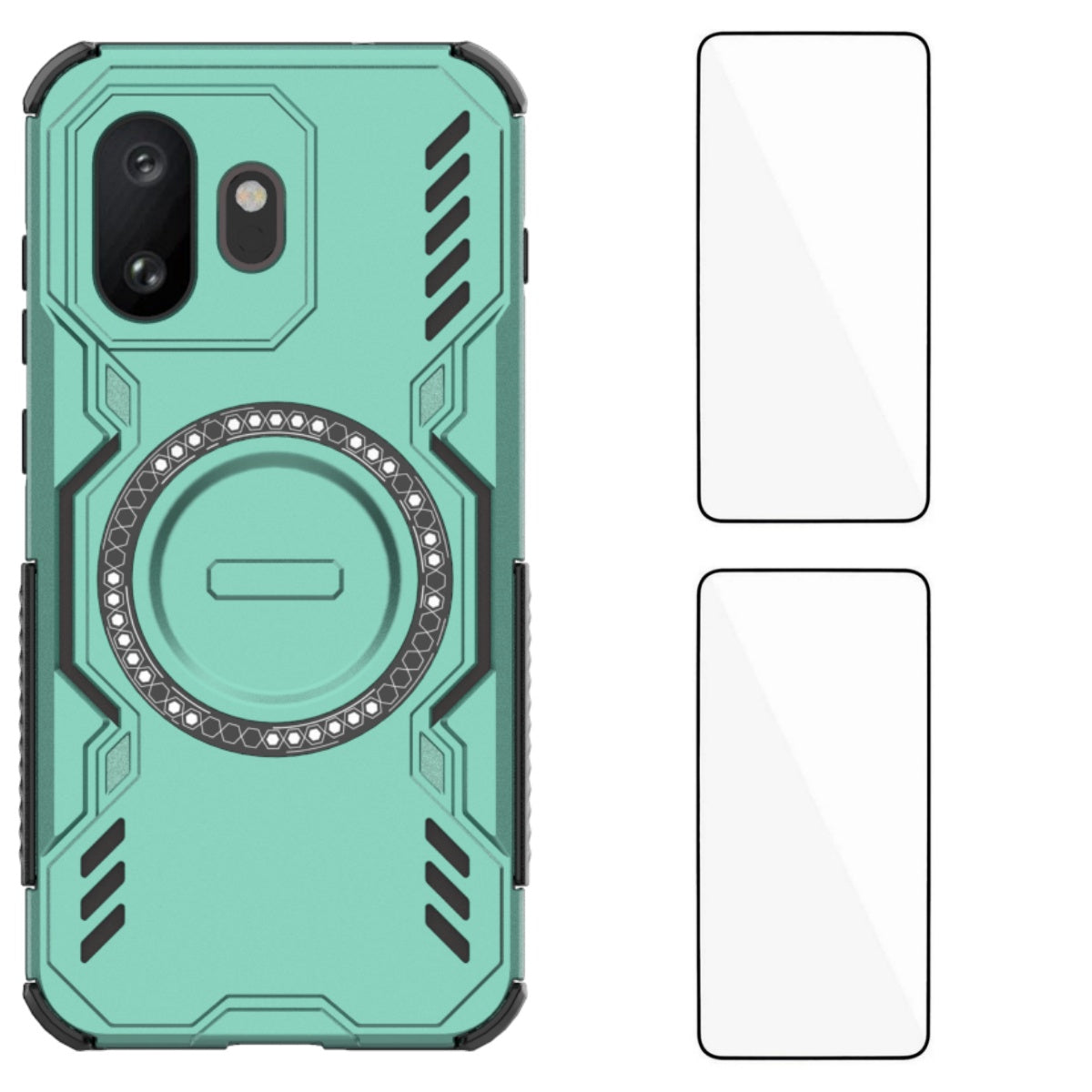 WANLONFENG magnetisk etui til OnePlus 15T 5G i DJ-serien af PC og TPU med 2 hærdede glasbeskyttelsesfilm