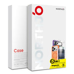 NORTHJO 5-i-1-set för iPhone Air magnetiskt fodral genomskinligt matt stötsäkert telefonskal med 2 st skärmskydd fram + 2 st linsskydd