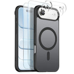 NORTHJO 5-i-1-set för iPhone Air magnetiskt fodral genomskinligt matt stötsäkert telefonskal med 2 st skärmskydd fram + 2 st linsskydd
