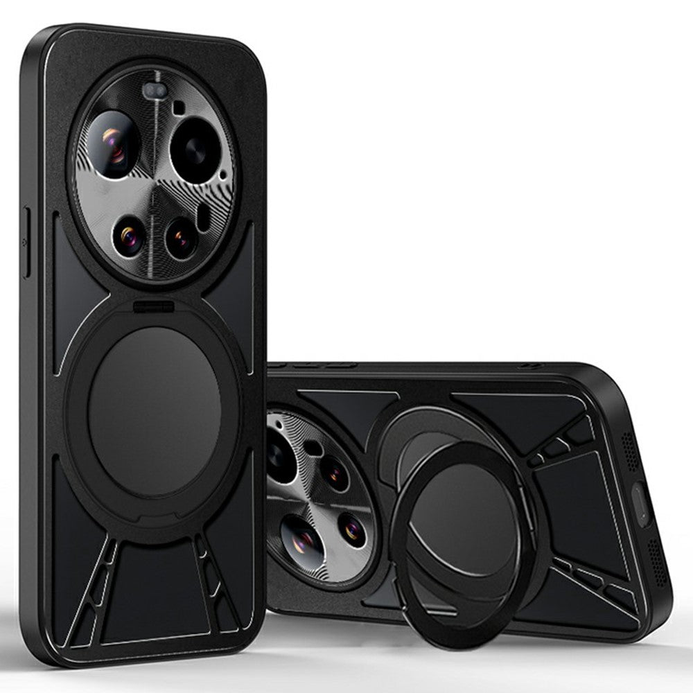 For Xiaomi 17 Ultra 5G Case Magnetic Kickstand Hollow Heat Dissipation Silicone + PC + Metal Bumper Phone Cover