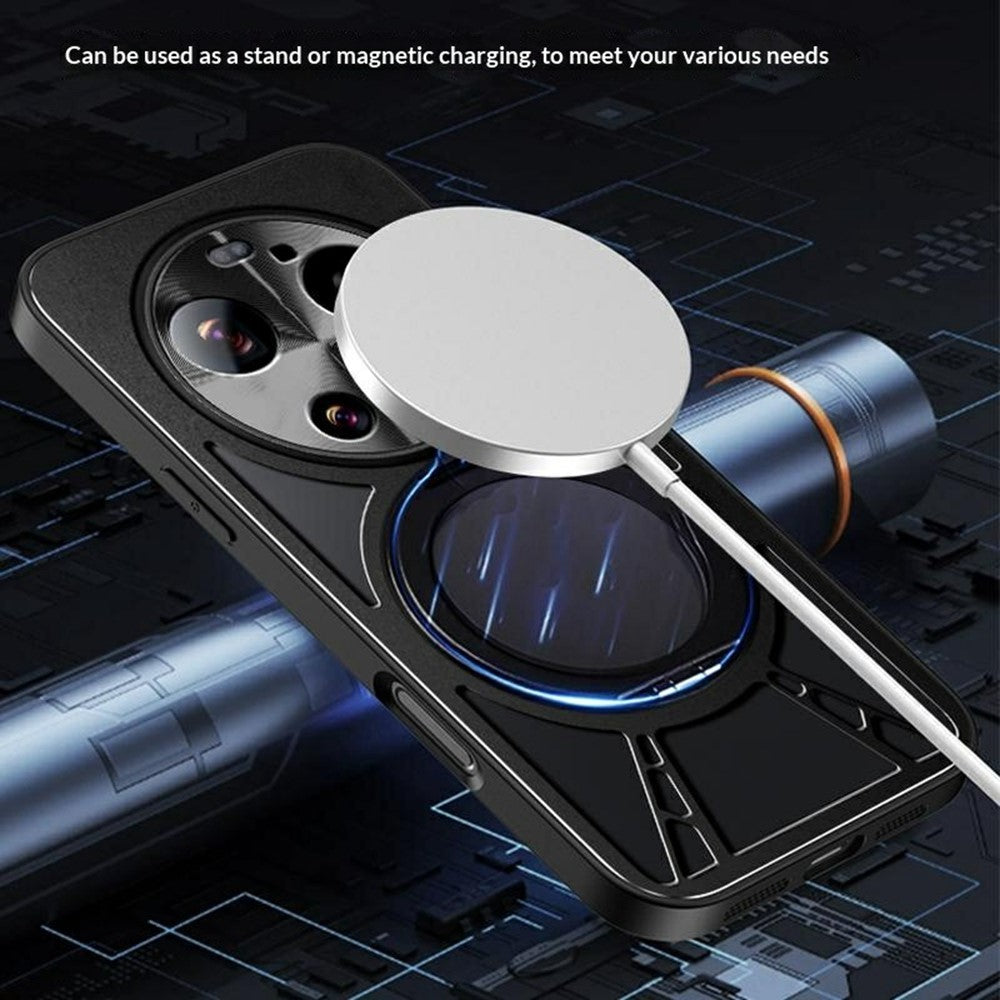 For Xiaomi 17 Ultra 5G Case Magnetic Kickstand Hollow Heat Dissipation Silicone + PC + Metal Bumper Phone Cover