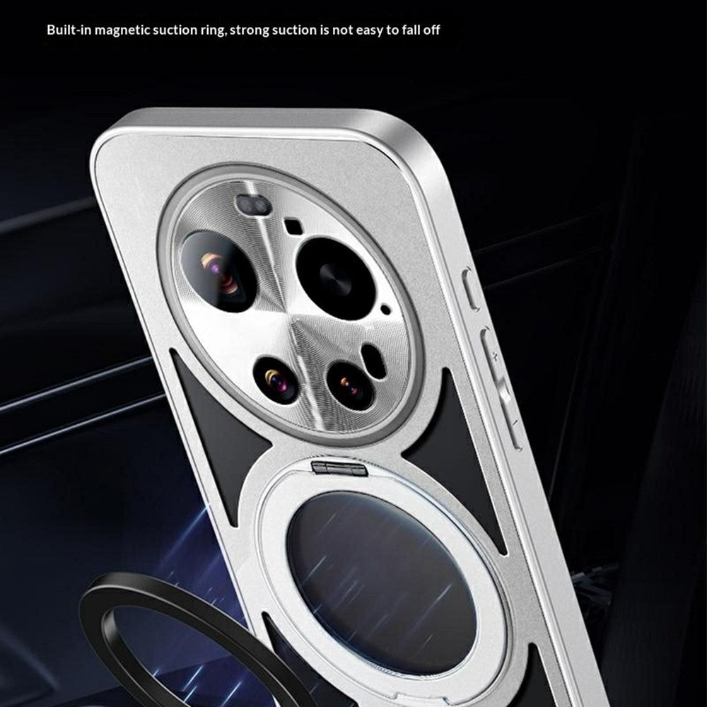 For Xiaomi 17 Ultra 5G Case Magnetic Kickstand Hollow Heat Dissipation Silicone + PC + Metal Bumper Phone Cover