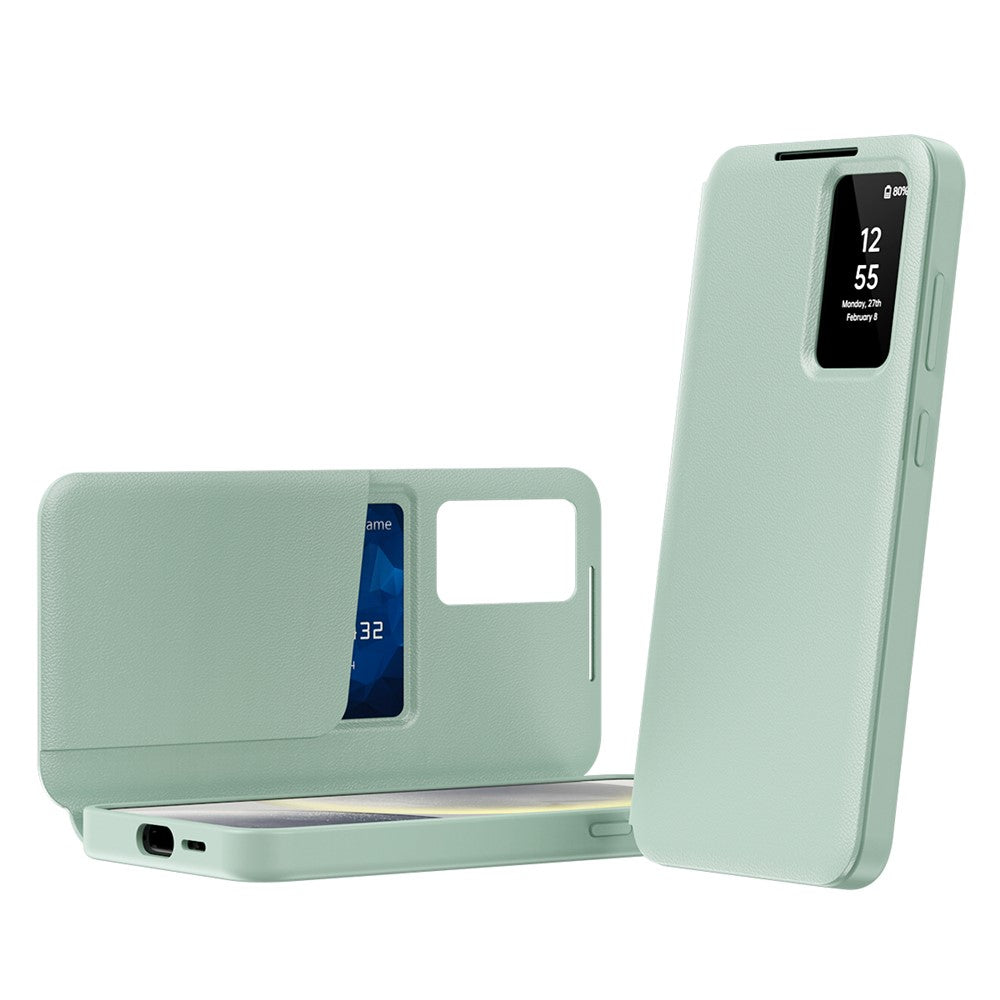 For Samsung Galaxy A57 5G Case with Card Holder Smart View Window Leather Phone Cover