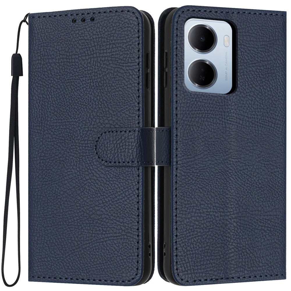 For Xiaomi Redmi 15a 5G Wallet Case Litchi Texture Leather Flip Cover with Card Slots and Hand Strap