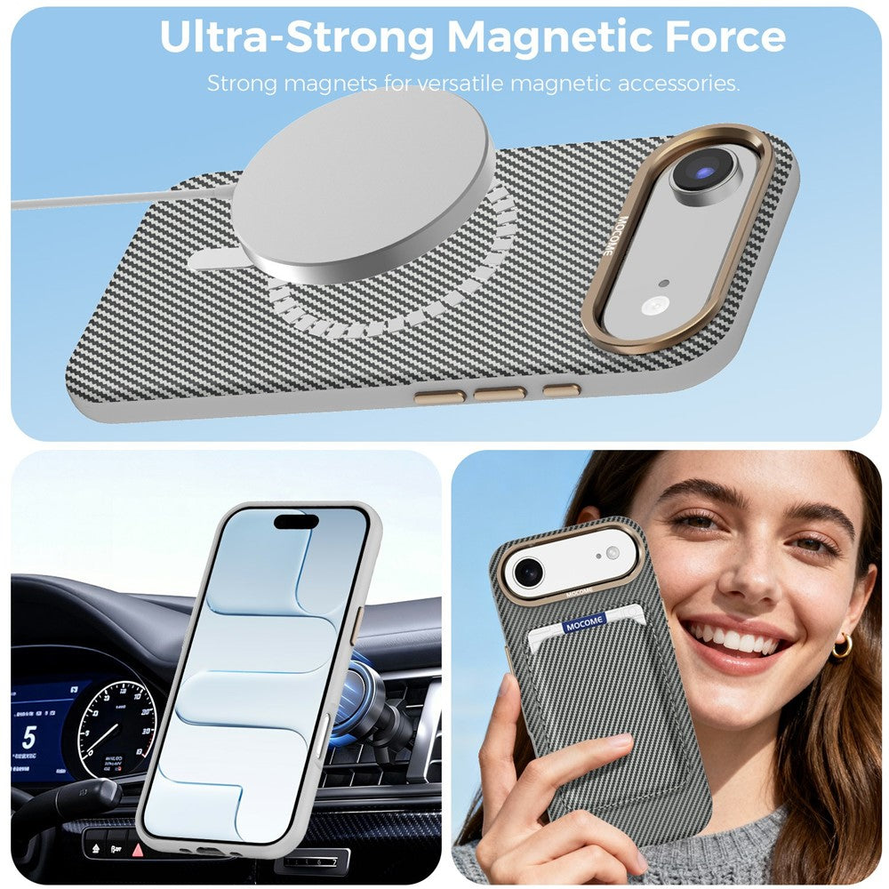 For iPhone Air Case Compatible with MagSafe Carbon Fiber Texture Shockproof Leather TPU PC Protective Cover