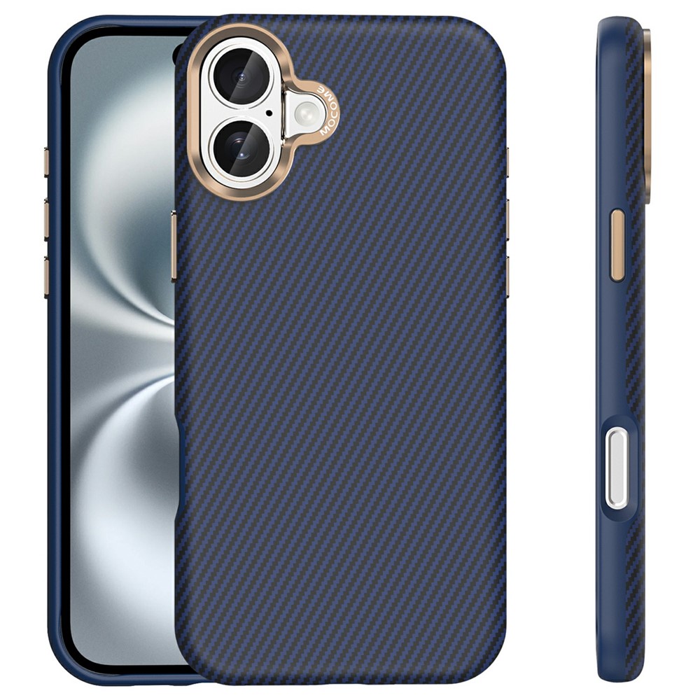 For iPhone 16 Plus Case Compatible with MagSafe Carbon Fiber Texture Shockproof Leather TPU PC Protective Cover