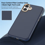 For iPhone 16 Plus Case Compatible with MagSafe Carbon Fiber Texture Shockproof Leather TPU PC Protective Cover