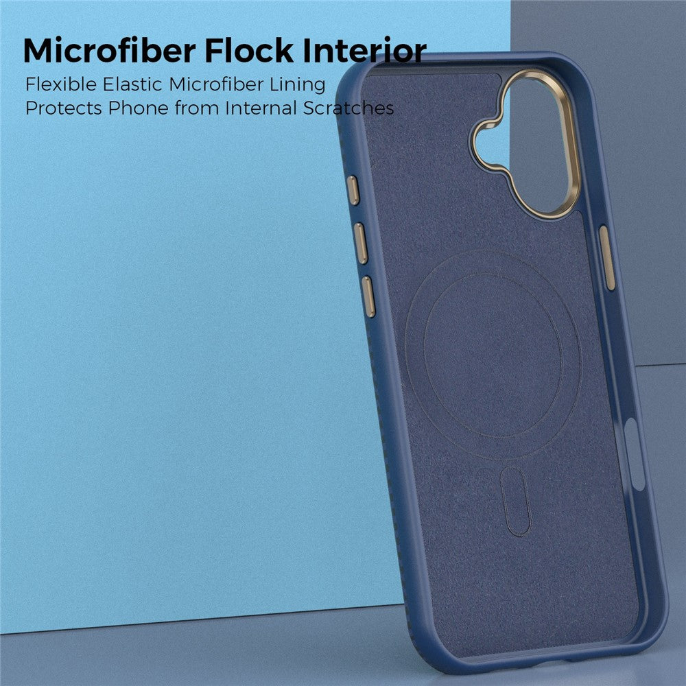 For iPhone 16 Plus Case Compatible with MagSafe Carbon Fiber Texture Shockproof Leather TPU PC Protective Cover