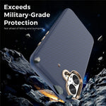 For iPhone 16 Plus Case Compatible with MagSafe Carbon Fiber Texture Shockproof Leather TPU PC Protective Cover
