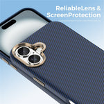 For iPhone 16 Plus Case Compatible with MagSafe Carbon Fiber Texture Shockproof Leather TPU PC Protective Cover