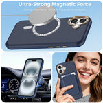 For iPhone 16 Plus Case Compatible with MagSafe Carbon Fiber Texture Shockproof Leather TPU PC Protective Cover