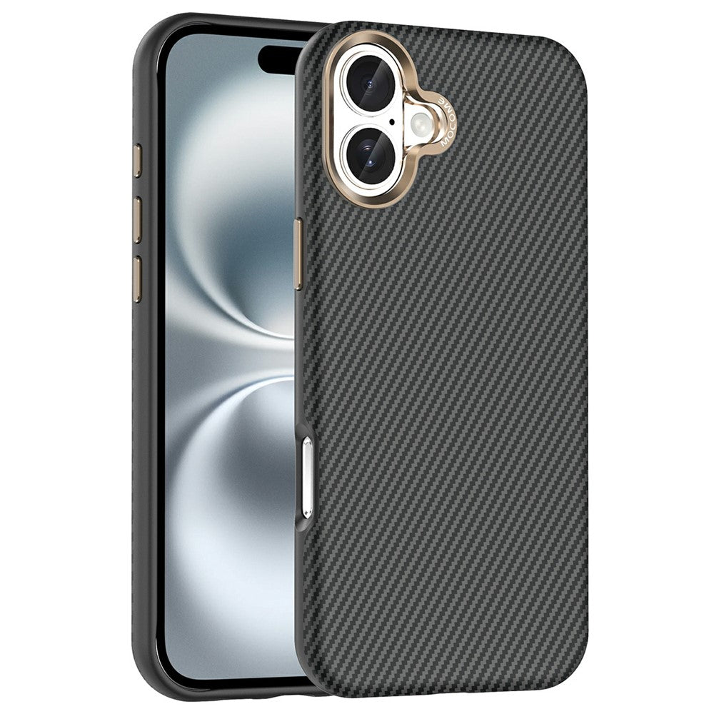 For iPhone 16 Plus Case Compatible with MagSafe Carbon Fiber Texture Shockproof Leather TPU PC Protective Cover