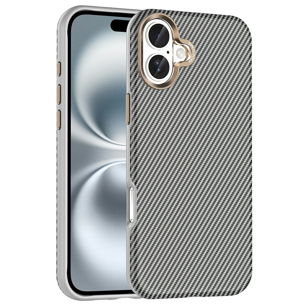 For iPhone 16 Plus Case Compatible with MagSafe Carbon Fiber Texture Shockproof Leather TPU PC Protective Cover