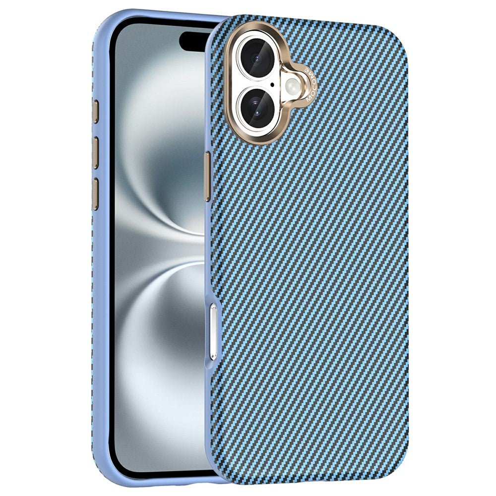 For iPhone 16 Plus Case Compatible with MagSafe Carbon Fiber Texture Shockproof Leather TPU PC Protective Cover